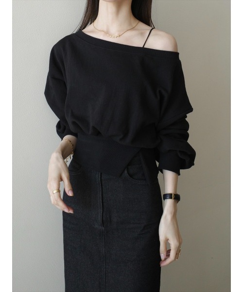 amel オフショルダースウェットトップス amel トレーナー スウェット オフショルダースウェットトップス