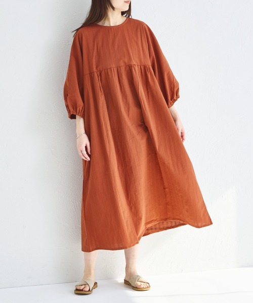 pairmanon（ペアマノン）の「【綿100%】【リンクコーデ】【ママサイズ】リラックス ワンピース（ワンピース・レディース・ブラウン/レッド/ブラック・FREE）」の2枚目の写真