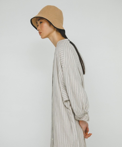 URBAN RESEARCH DOORS（アーバンリサーチドアーズ）の「ラミーリネンストライプワンピース（ワンピース・レディース・ライトベージュ/ネイビー・MEDIUM）」の4枚目の写真