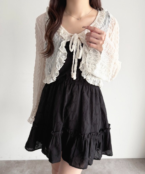 apres jour（アプレジュール）の「ミニリボン刺繍キャミワンピース（ワンピース・レディース・ブラック/ホワイト・フリー/X-LARGE）」の13枚目の写真