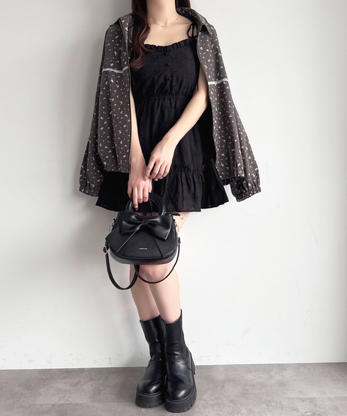 apres jour（アプレジュール）の「ミニリボン刺繍キャミワンピース（ワンピース・レディース・ブラック/ホワイト・フリー/X-LARGE）」の9枚目の写真