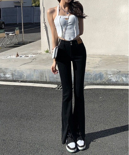 gossip！ロサンゼルス（ゴシップロサンゼルス）の「Y2K 美脚ハイウエスト 裾スリットフレアデニムパンツ（デニムパンツ・レディース・ブラック/インディゴブルー・M/L/S）」の14枚目の写真