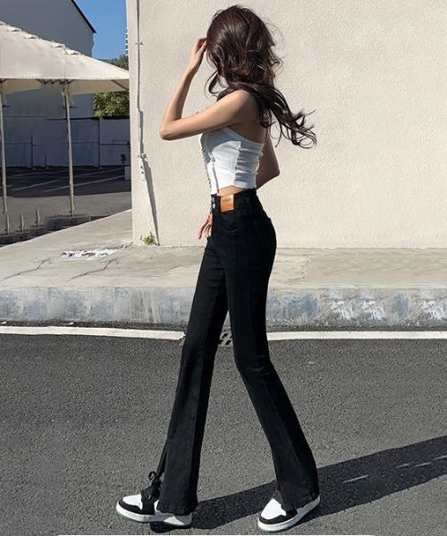 gossip！ロサンゼルス（ゴシップロサンゼルス）の「Y2K 美脚ハイウエスト 裾スリットフレアデニムパンツ（デニムパンツ・レディース・ブラック/インディゴブルー・M/L/S）」の19枚目の写真
