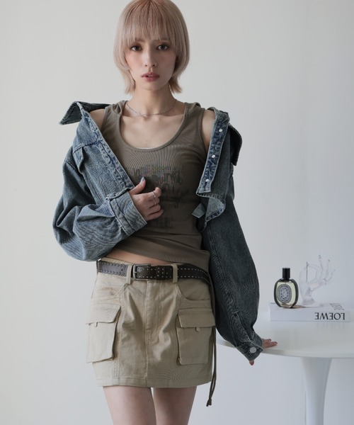 Ulysses（ユリシス）の「ベルト付きカーゴミニスカート（スカート・レディース・グレー/ベージュ/ブラウン・M）」の22枚目の写真