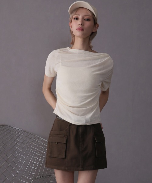 Ulysses（ユリシス）の「ベルト付きカーゴミニスカート（スカート・レディース・グレー/ベージュ/ブラウン・M）」の6枚目の写真