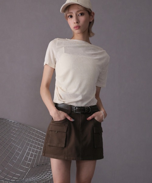 Ulysses（ユリシス）の「ベルト付きカーゴミニスカート（スカート・レディース・グレー/ベージュ/ブラウン・M）」の13枚目の写真