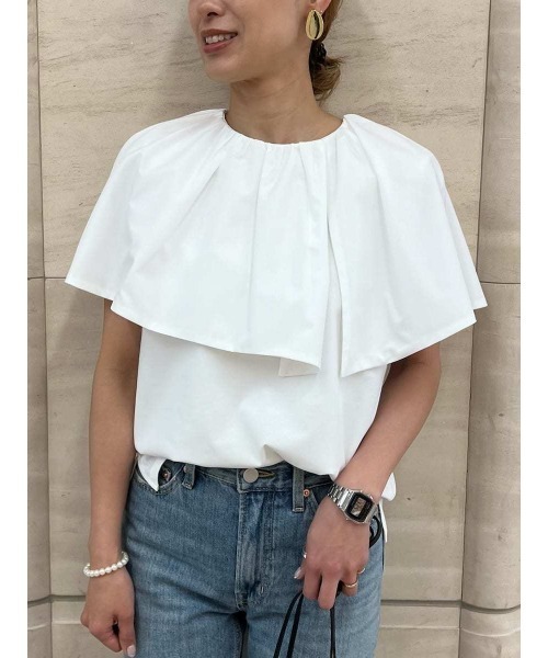 セール】アシメカラー布帛ドッキングカットトップス（Tシャツ
