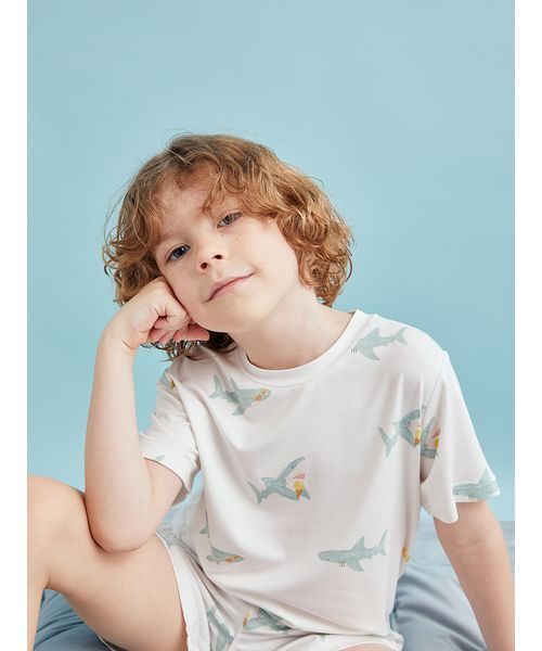 セール】【KIDS】【接触冷感】SHARK柄Tシャツ（ルームウェア