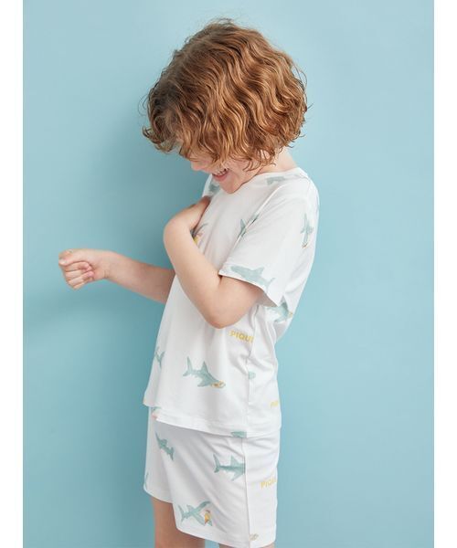 GWセール　新品未使用　タグ付き　GELATO PIQUE シャークルームウェア セール】【KIDS】【接触冷感】SHARK柄Tシャツ（ルームウェア