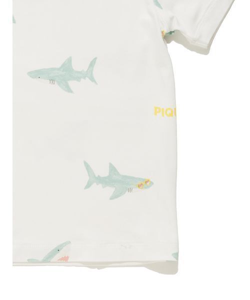 ジェラピケ　gelato piqué ルームウェア　サメ　新品未使用 ジェラートピケ セットアップ ルームウェア サメ SHARK 青 × 白