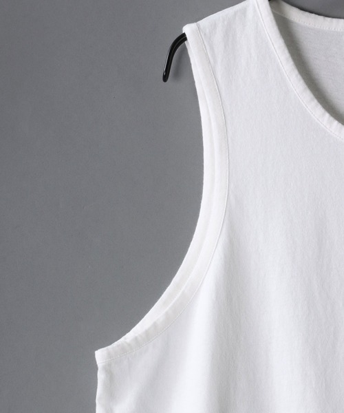 SITRY（シトリー）の「Damage Layered Tank Top/ダメージ加工 レイヤードタンクトップ ロングタックトップ（タンクトップ・メンズ・ブラック/ホワイト/チャコール/チャコールグレー×ブラック/ホワイト×ブラック・FREE）」の8枚目の写真