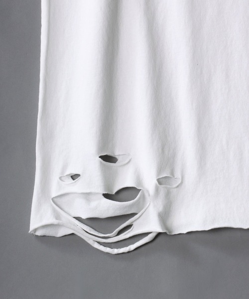 SITRY（シトリー）の「Damage Layered Tank Top/ダメージ加工 レイヤードタンクトップ ロングタックトップ（タンクトップ・メンズ・ブラック/ホワイト/チャコール/チャコールグレー×ブラック/ホワイト×ブラック・FREE）」の9枚目の写真