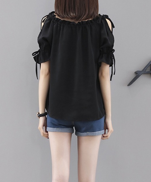 SallyLunn（サリーラン）の「スリーブスリットリボンブラウス（シャツ/ブラウス・レディース・ブラック・MEDIUM/LARGE）」の2枚目の写真