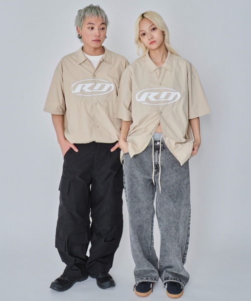 WEGO(ウィゴー)の「WEGO/リップストップグラフィックシャツ(シャツ/ブラウス・メンズ・ネイビー/ベージュ・MEDIUM/LARGE)」の3枚目の写真