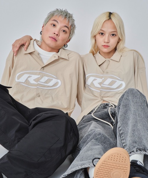 WEGO(ウィゴー)の「WEGO/リップストップグラフィックシャツ(シャツ/ブラウス・メンズ・ネイビー/ベージュ・MEDIUM/LARGE)」の4枚目の写真