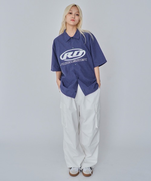 WEGO(ウィゴー)の「WEGO/リップストップグラフィックシャツ(シャツ/ブラウス・メンズ・ネイビー/ベージュ・MEDIUM/LARGE)」の8枚目の写真