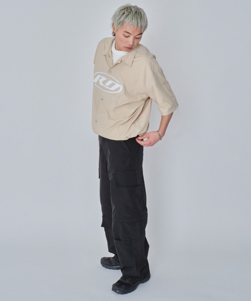WEGO(ウィゴー)の「WEGO/リップストップグラフィックシャツ(シャツ/ブラウス・メンズ・ネイビー/ベージュ・MEDIUM/LARGE)」の5枚目の写真