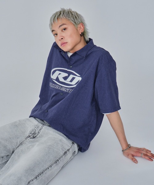 WEGO(ウィゴー)の「WEGO/リップストップグラフィックシャツ(シャツ/ブラウス・メンズ・ネイビー/ベージュ・MEDIUM/LARGE)」の20枚目の写真