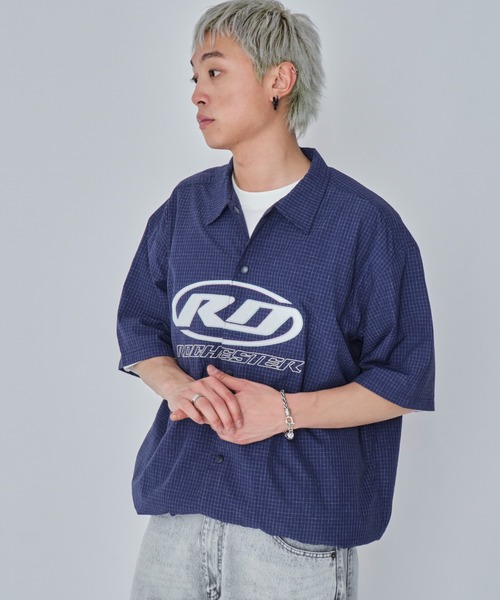 WEGO(ウィゴー)の「WEGO/リップストップグラフィックシャツ(シャツ/ブラウス・メンズ・ネイビー/ベージュ・MEDIUM/LARGE)」の22枚目の写真
