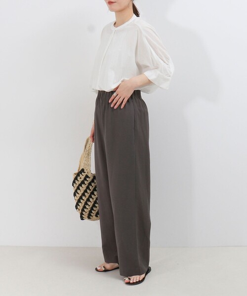 MICO COULIER(ミコクリエ)の「麻レーヨンキャタピラーパンツ(その他パンツ・レディース・ブラウン/ネイビー/チャコールグレー・36/38)」の5枚目の写真