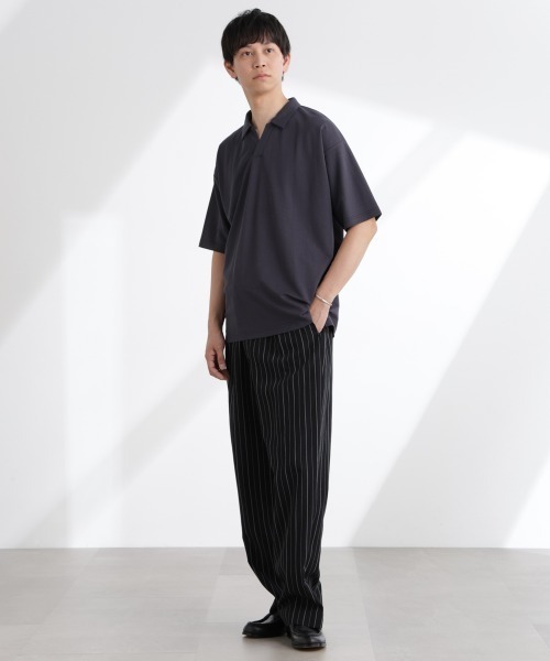 NANO universe(ナノユニバース)の「レーヨンナイロンポンチスキッパーシャツ 半袖(Tシャツ/カットソー・メンズ・ダークグリーン/チャコール/ネイビー・L/M/S)」の8枚目の写真
