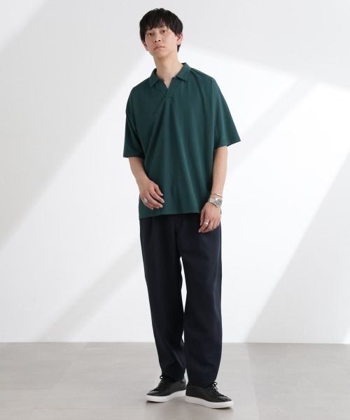 NANO universe(ナノユニバース)の「レーヨンナイロンポンチスキッパーシャツ 半袖(Tシャツ/カットソー・メンズ・ダークグリーン/チャコール/ネイビー・L/M/S)」の14枚目の写真