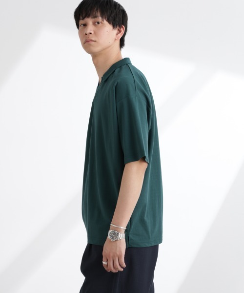 NANO universe(ナノユニバース)の「レーヨンナイロンポンチスキッパーシャツ 半袖(Tシャツ/カットソー・メンズ・ダークグリーン/チャコール/ネイビー・L/M/S)」の12枚目の写真