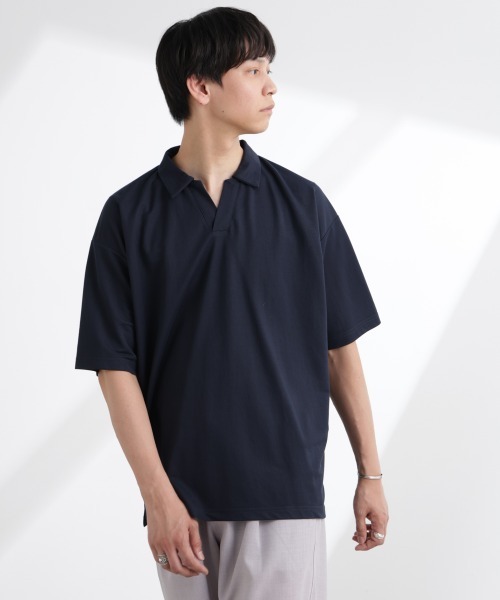 NANO universe(ナノユニバース)の「レーヨンナイロンポンチスキッパーシャツ 半袖(Tシャツ/カットソー・メンズ・ダークグリーン/チャコール/ネイビー・L/M/S)」の18枚目の写真