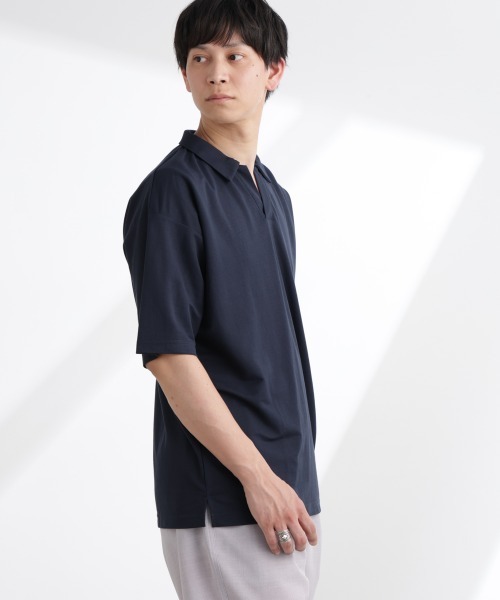 NANO universe(ナノユニバース)の「レーヨンナイロンポンチスキッパーシャツ 半袖(Tシャツ/カットソー・メンズ・ダークグリーン/チャコール/ネイビー・L/M/S)」の19枚目の写真