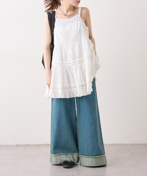 w closet（ダブルクローゼット）の「グラデワイドデニム（デニムパンツ・レディース・ブラック/ブルー・1/0）」の5枚目の写真