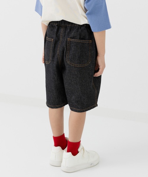 chil2(チルツー)の「デニム ワイドハーフパンツ(デニムパンツ・キッズ・グレー/ブルー/ブラック/サックスブルー・90cm/100cm/110cm/120cm/130cm/140cm/150cm)」の20枚目の写真
