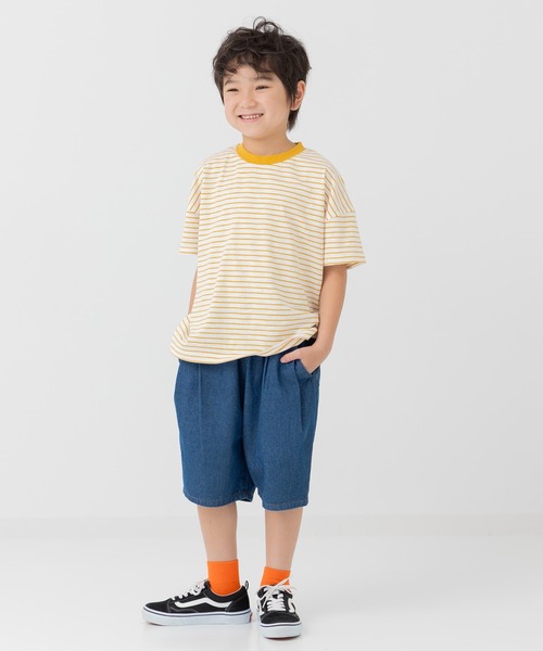 chil2(チルツー)の「デニム ワイドハーフパンツ(デニムパンツ・キッズ・グレー/ブルー/ブラック/サックスブルー・90cm/100cm/110cm/120cm/130cm/140cm/150cm)」の21枚目の写真