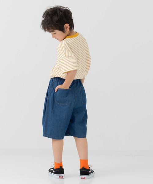 chil2(チルツー)の「デニム ワイドハーフパンツ(デニムパンツ・キッズ・グレー/ブルー/ブラック/サックスブルー・90cm/100cm/110cm/120cm/130cm/140cm/150cm)」の22枚目の写真