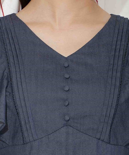 WILLSELECTION(ウィルセレクション)の「バックリボンラッフルスリーブワンピース(ワンピース・レディース・ネイビー/オフホワイト/ブラック系その他・FREE)」の10枚目の写真