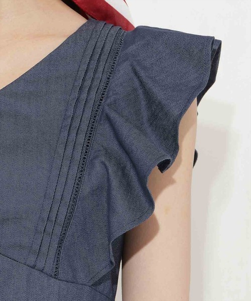 WILLSELECTION(ウィルセレクション)の「バックリボンラッフルスリーブワンピース(ワンピース・レディース・ネイビー/オフホワイト/ブラック系その他・FREE)」の9枚目の写真