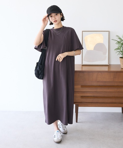CRAFT STANDARD BOUTIQUE（クラフトスタンダードブティック）の「接触冷感/UVカット フレアスリーブカットワンピース（ワンピース・レディース・ブラウン/グリーン/ブラック・FREE）」の6枚目の写真