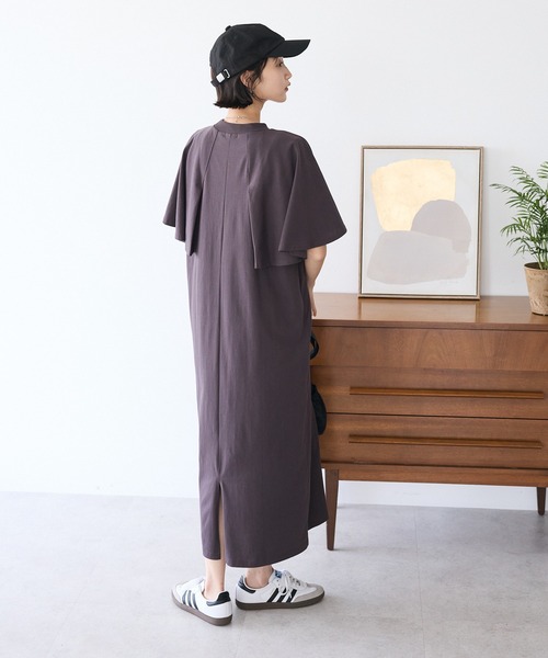 CRAFT STANDARD BOUTIQUE（クラフトスタンダードブティック）の「接触冷感/UVカット フレアスリーブカットワンピース（ワンピース・レディース・ブラウン/グリーン/ブラック・FREE）」の8枚目の写真