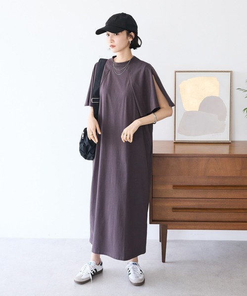 CRAFT STANDARD BOUTIQUE（クラフトスタンダードブティック）の「接触冷感/UVカット フレアスリーブカットワンピース（ワンピース・レディース・ブラウン/グリーン/ブラック・FREE）」の5枚目の写真