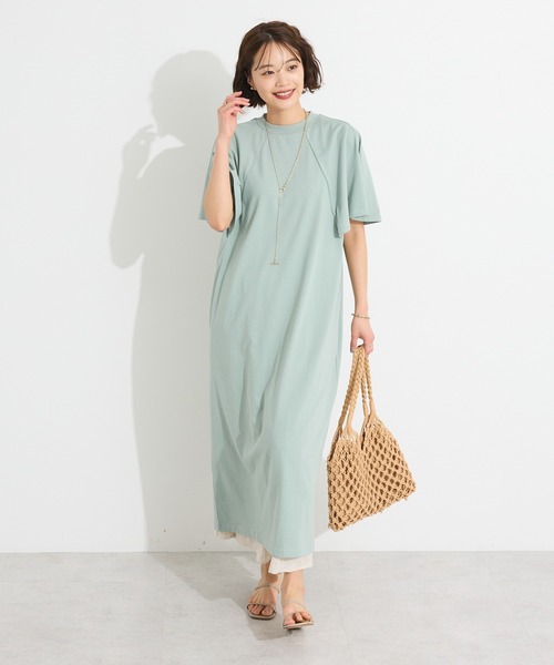 CRAFT STANDARD BOUTIQUE（クラフトスタンダードブティック）の「接触冷感/UVカット フレアスリーブカットワンピース（ワンピース・レディース・ブラウン/グリーン/ブラック・FREE）」の9枚目の写真