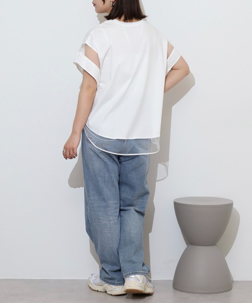 セール】Anna Nicola シアー切り替え箔ロゴ半袖Tシャツ（Tシャツ