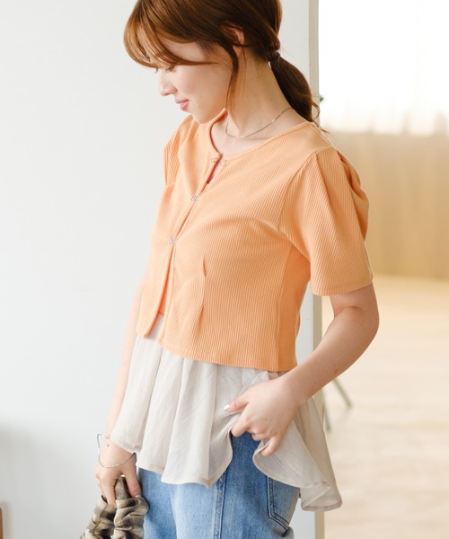 Kastane（カスタネ）の「【セットアイテム】アンサンブルビスチェSET（カーディガン/ボレロ・レディース・アイボリー/サックスブルー/オレンジ・FREE）」の4枚目の写真