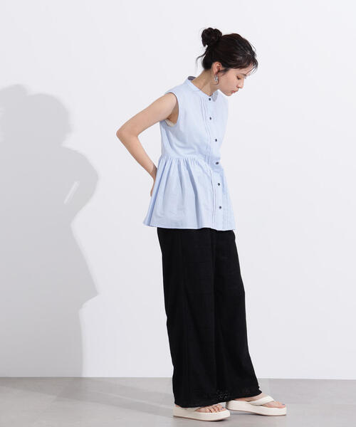 N.（N. Natural Beauty Basic）（エヌエヌナチュラルビューティーベーシック）の「【PS/低身長サイズ】レースイージーパンツ（その他パンツ・レディース・ブラック/オフホワイト・MEDIUM/PS）」の6枚目の写真