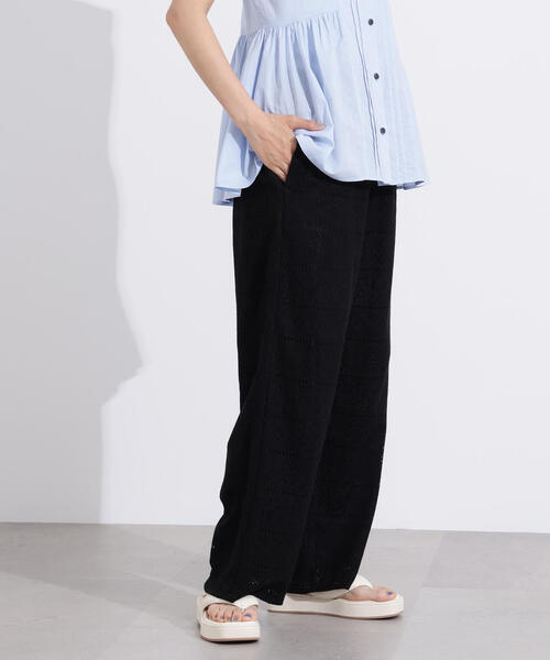 N.（N. Natural Beauty Basic）（エヌエヌナチュラルビューティーベーシック）の「【PS/低身長サイズ】レースイージーパンツ（その他パンツ・レディース・ブラック/オフホワイト・MEDIUM/PS）」の8枚目の写真