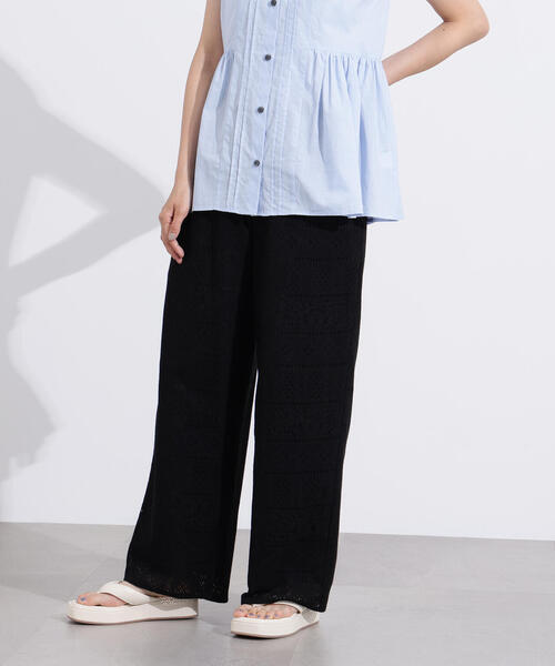 N.（N. Natural Beauty Basic）（エヌエヌナチュラルビューティーベーシック）の「【PS/低身長サイズ】レースイージーパンツ（その他パンツ・レディース・ブラック/オフホワイト・MEDIUM/PS）」の9枚目の写真