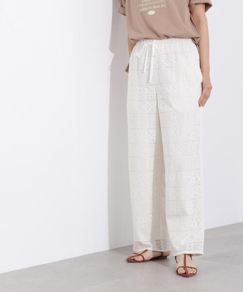 N.（N. Natural Beauty Basic）（エヌエヌナチュラルビューティーベーシック）の「【PS/低身長サイズ】レースイージーパンツ（その他パンツ・レディース・ブラック/オフホワイト・MEDIUM/PS）」の13枚目の写真