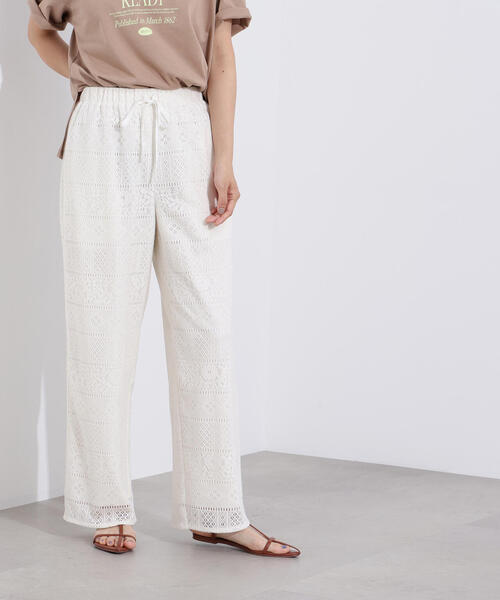 N.（N. Natural Beauty Basic）（エヌエヌナチュラルビューティーベーシック）の「【PS/低身長サイズ】レースイージーパンツ（その他パンツ・レディース・ブラック/オフホワイト・MEDIUM/PS）」の14枚目の写真