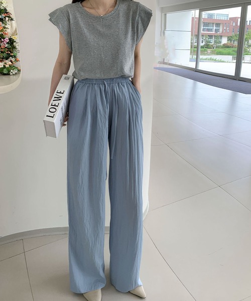 LOWO(ロワ)の「ウエストギャザーリラクシーワイドパンツ(その他パンツ・レディース・ライトグレー/ピンク/ブラック/ブルー/オフホワイト・FREE)」の15枚目の写真