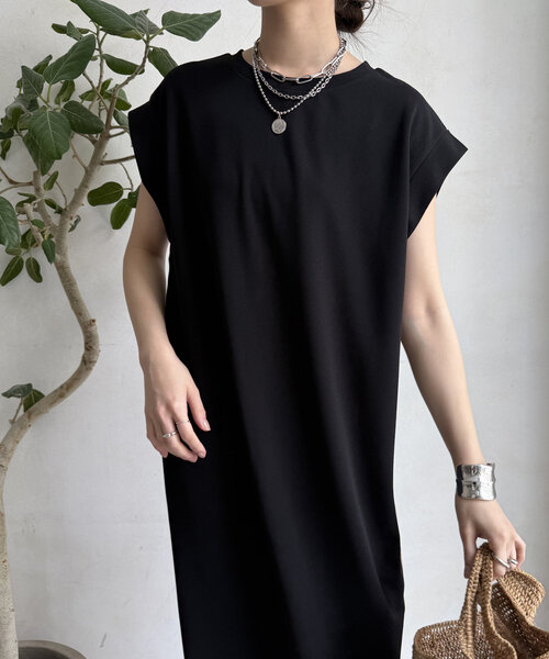 DouDou(ドゥドゥ)の「【WEB限定】カットジョーゼットサイドラインワンピース(ワンピース・レディース・ブラック/ライトグレー/ブラウン・FREE)」の6枚目の写真