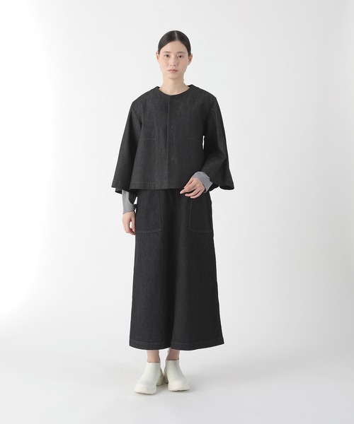 Plantation(プランテーション)の「BIZEN KIRAデニムWR / ジャケット/ (O)(ノーカラージャケット・レディース・オフホワイト/ネイビー・M size)」の2枚目の写真