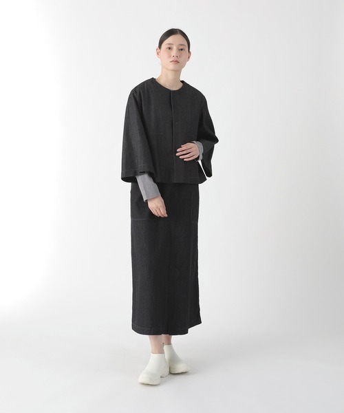 Plantation(プランテーション)の「BIZEN KIRAデニムWR / ジャケット/ (O)(ノーカラージャケット・レディース・オフホワイト/ネイビー・M size)」の7枚目の写真
